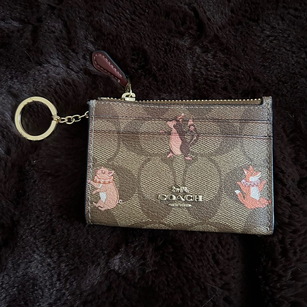 Coach Signature “Party Animal” Mini Skinny Id Wallet